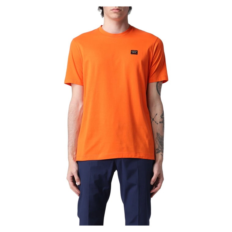 Pomarańczowy Bawełniany T-shirt dla Mężczyzn Paul & Shark