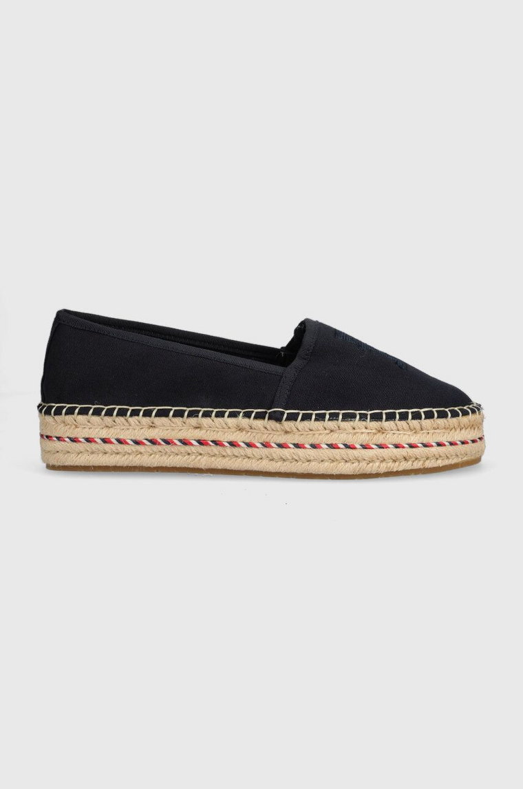 Tommy Hilfiger espadryle TH EMBROIDERED FLATFORM kolor granatowy na platformie FW0FW07014