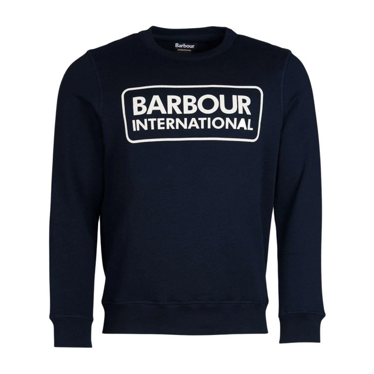 Granatowy Sweter z Dużym Logo - Klasyczny Styl Barbour