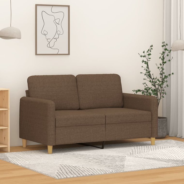 vidaXL Sofa 2-osobowa, brązowa, 120 cm, tapicerowana tkaniną