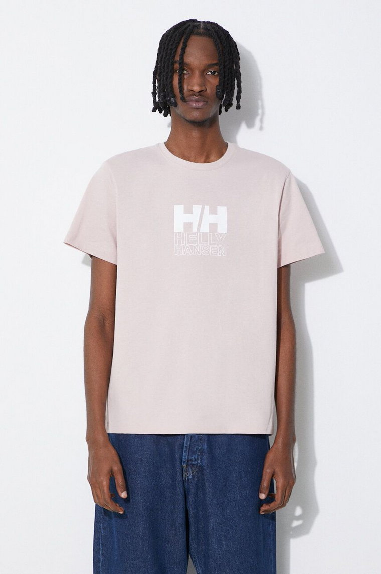 Helly Hansen t-shirt bawełniany kolor różowy wzorzysty