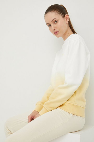 Guess bluza bawełniana damska kolor żółty z aplikacją