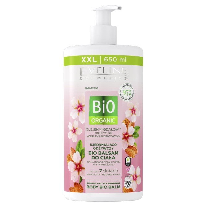 Eveline Cosmetics Bio Organic ujędrniająco-odżywczy balsam do ciała z olejkiem migdałowym 650ml