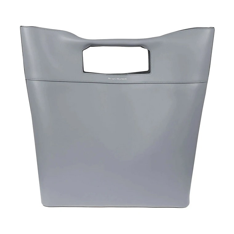 Szara torba z cielęcej skóry w kształcie kwadratu z kokardą Alexander McQueen