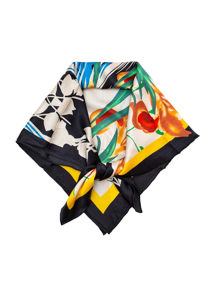 Made in Silk Jedwabna chusta w kolorze czarnym ze wzorem - 90 x 90 cm