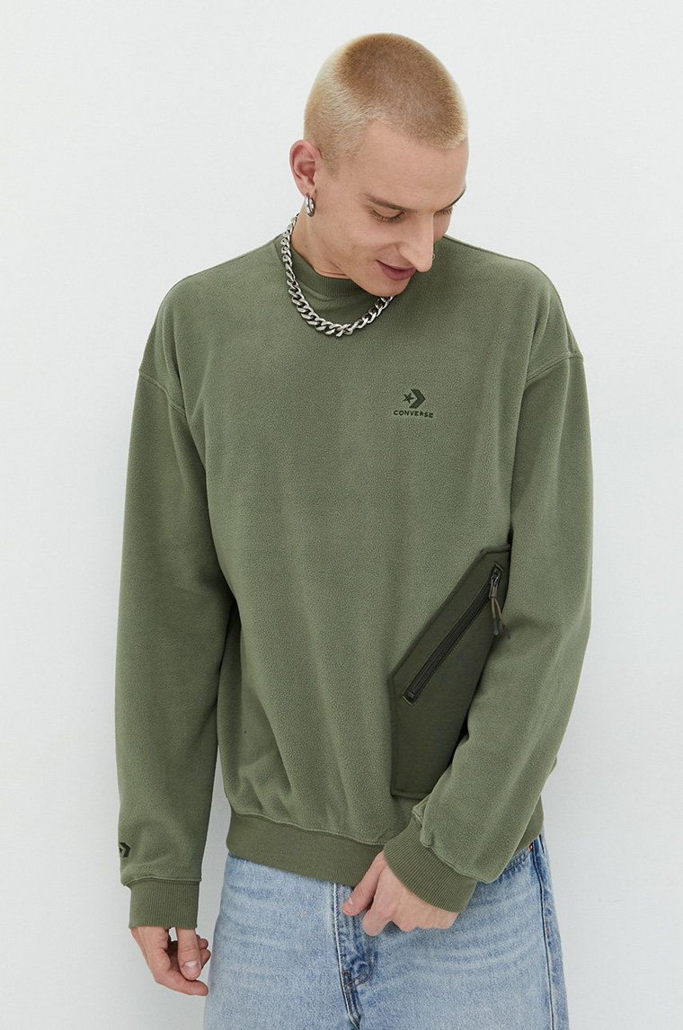Converse bluza męska kolor zielony z aplikacją