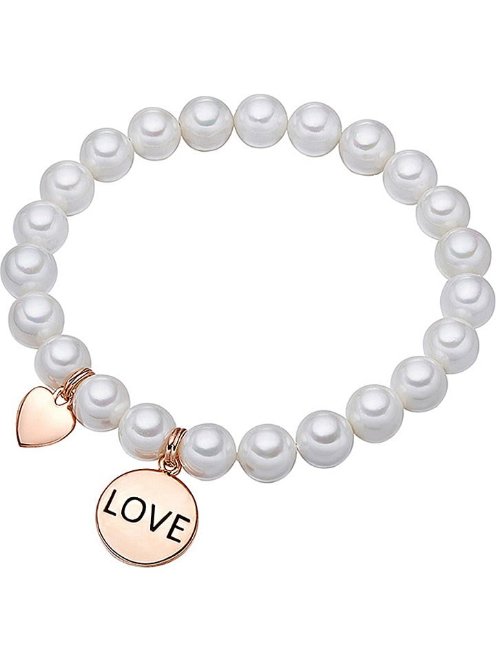 Yamato Pearls Bransoletka perłowa "Love" w kolorze białym