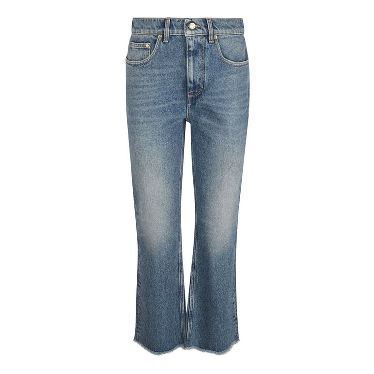 Spodnie o skróconym kroju z lekko rozszerzanymi nogawkami w średnim odcieniu jeansu Golden Goose