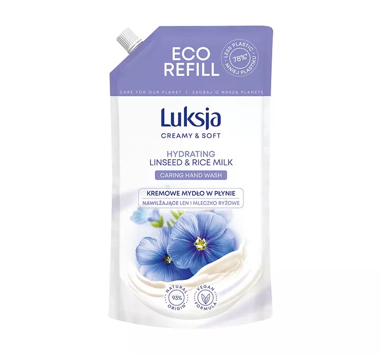 LUKSJA CREAMY & SOFT MYDŁO W PŁYNIE LEN I MLECZKO RYŻOWE ZAPAS 900ML