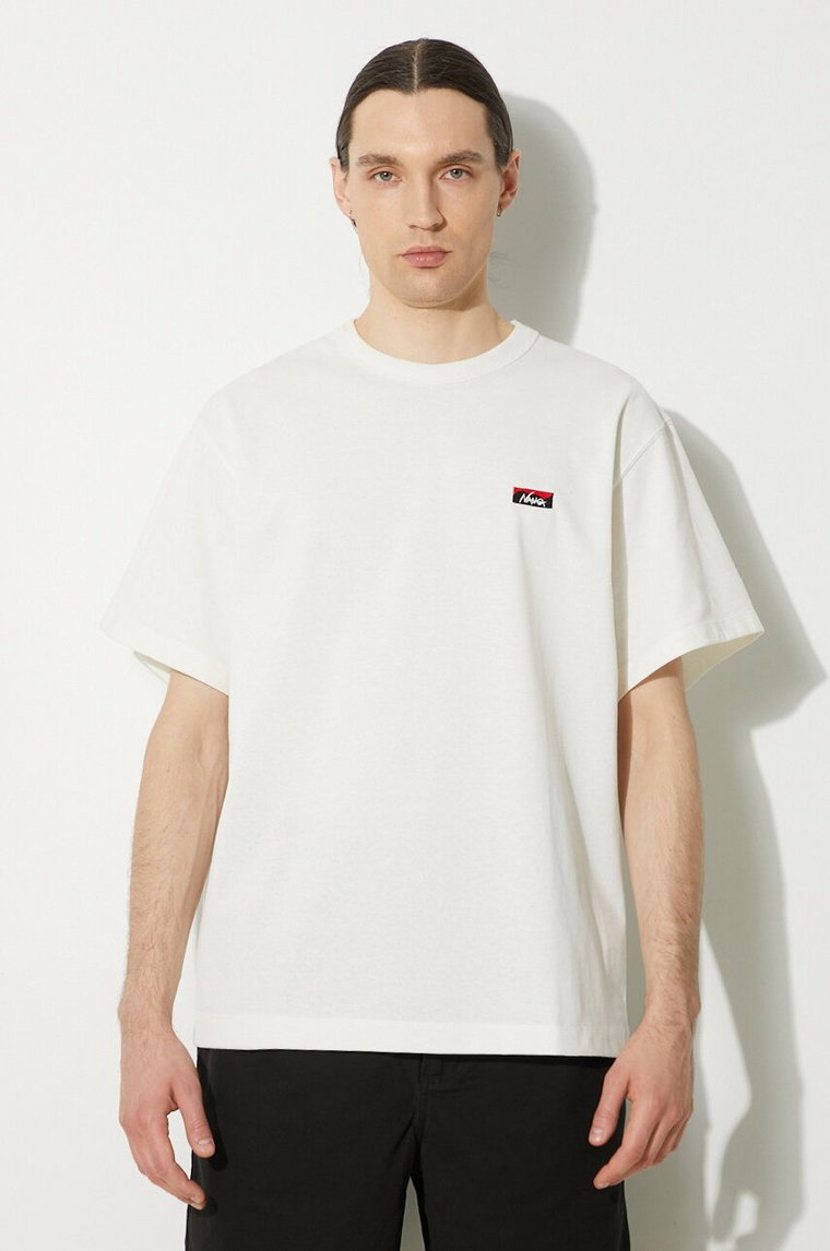 Nanga t-shirt Eco Hybrid Box Logo Embroidery Tee męski kolor biały z aplikacją NW2411.1G804.A