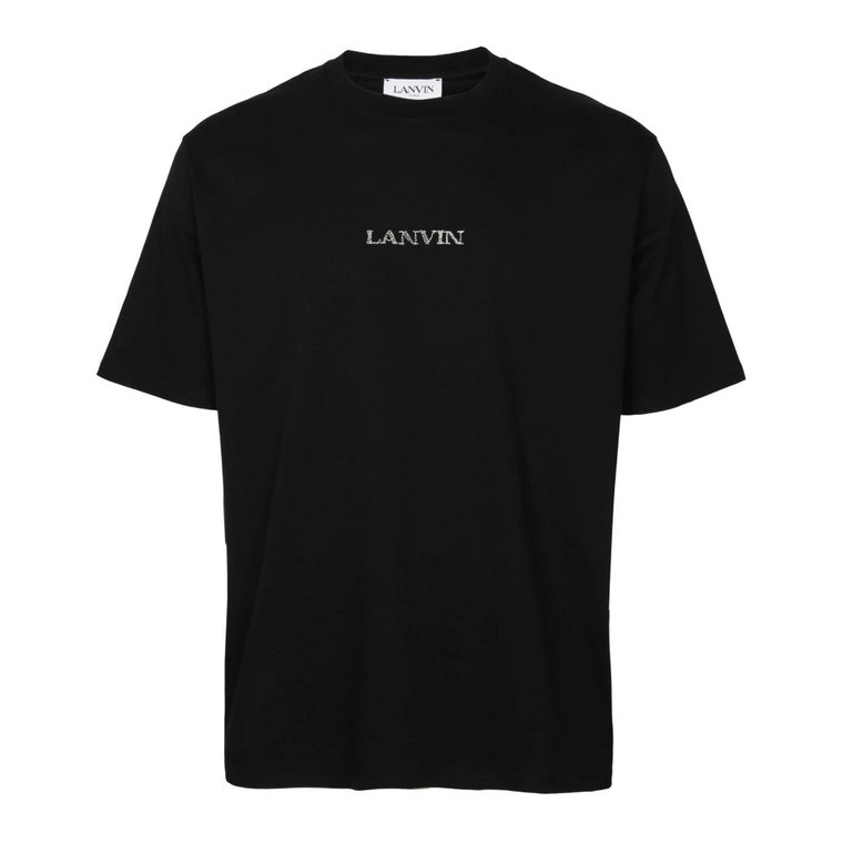 Czarna bawełniana koszulka z logo Lanvin