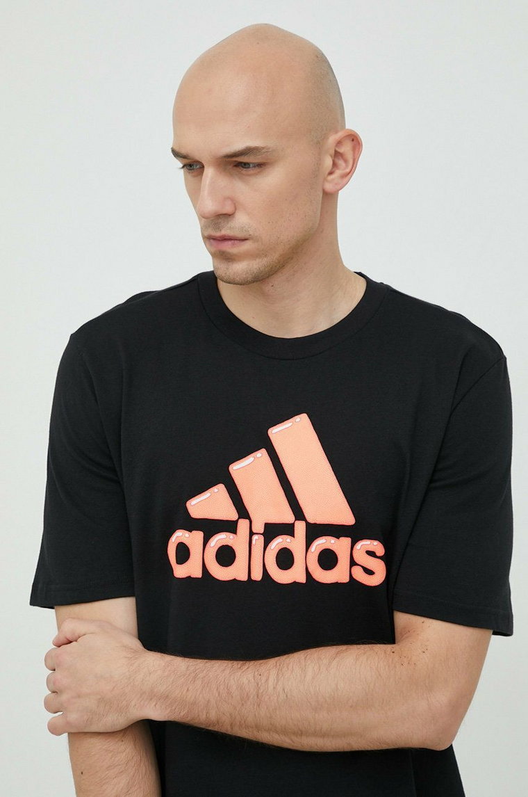 adidas t-shirt bawełniany kolor czarny z nadrukiem