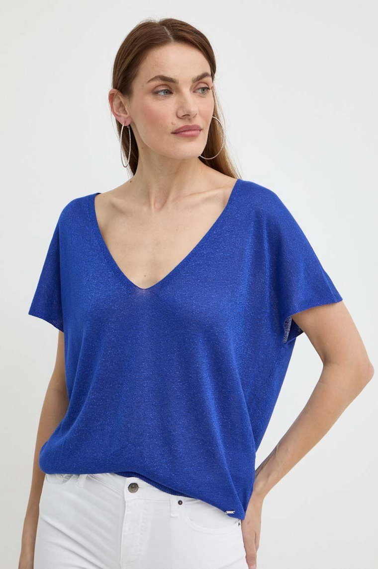 Morgan t-shirt MCOACH damski kolor niebieski