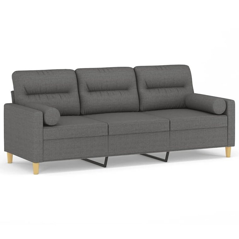 Sofa 3-osobowa, ciemnoszara, 198x77x80 cm, z podus