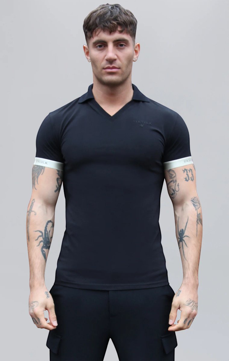 Koszulka polo SikSilk POLO 27034 Czarny