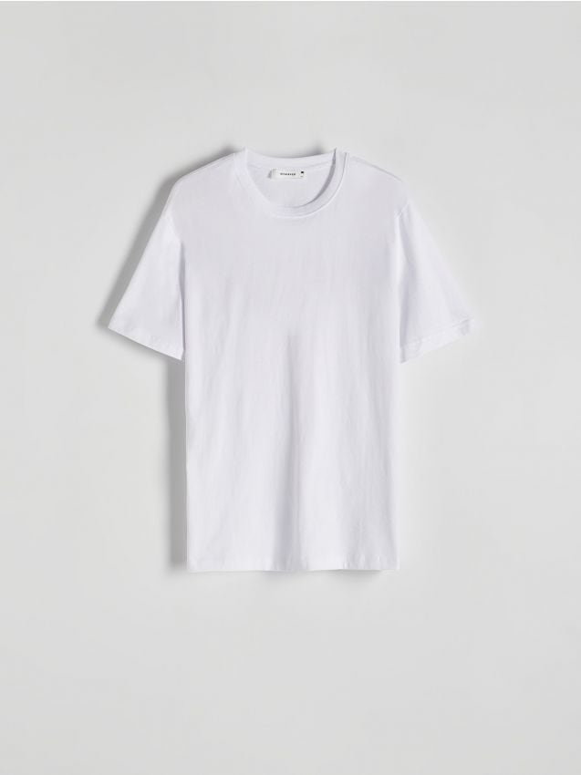Reserved - Bawełniany t-shirt regular - biały