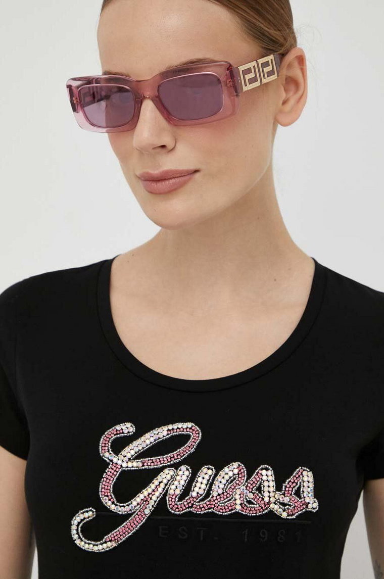 Guess t-shirt damski kolor czarny