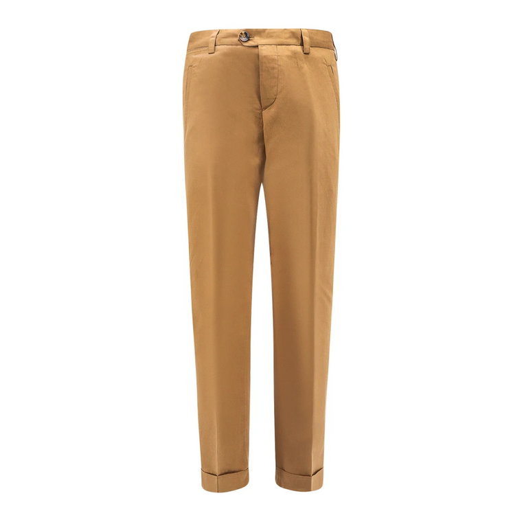 Brązowe lniane spodnie proste nogawki PT Torino