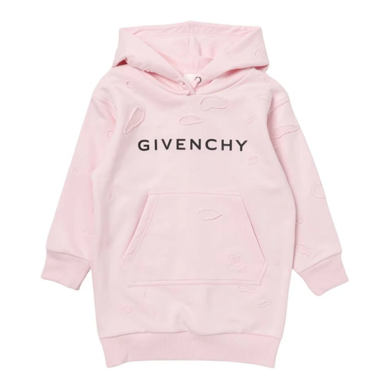 Różowa sukienka z kapturem i logo Givenchy