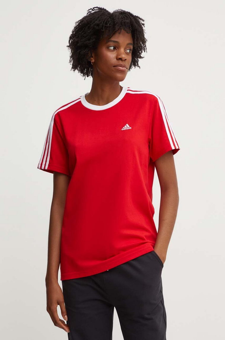 adidas t-shirt bawełniany Essentials damski kolor czerwony IY1699