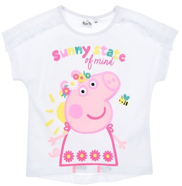 Biały bawełniany t-shirt licencja Świnka Peppa