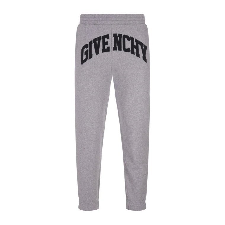 Szare Bawełniane Spodnie z Detalem Logo Givenchy