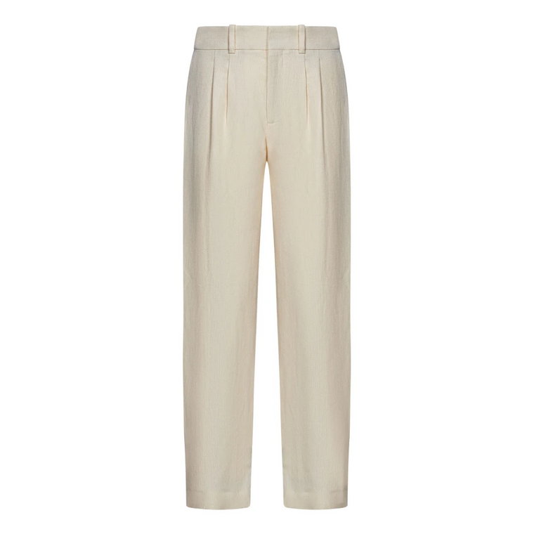 Białe lniane jedwabne spodnie marchewkowe Ralph Lauren