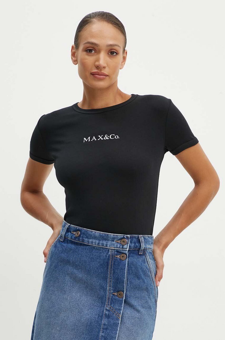 MAX&Co. t-shirt bawełniany damski kolor czarny 2428976014200