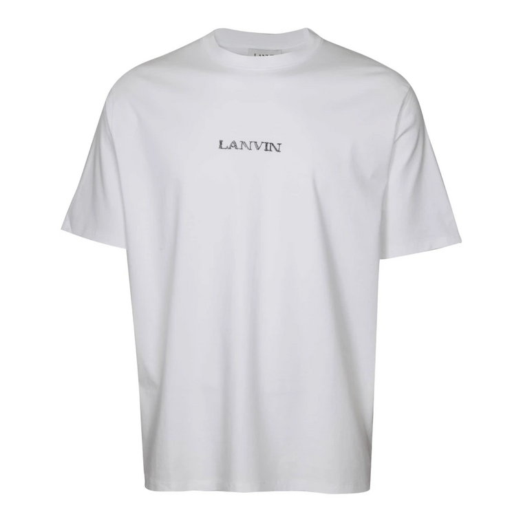 Biała Bawełniana Koszulka z Logo Lanvin
