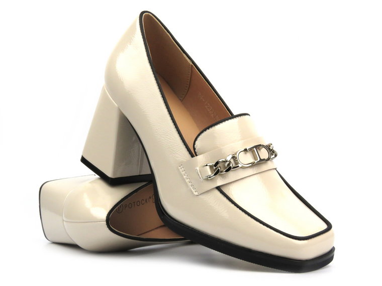 Eleganckie buty damskie - Potocki 24-12322, beżowe