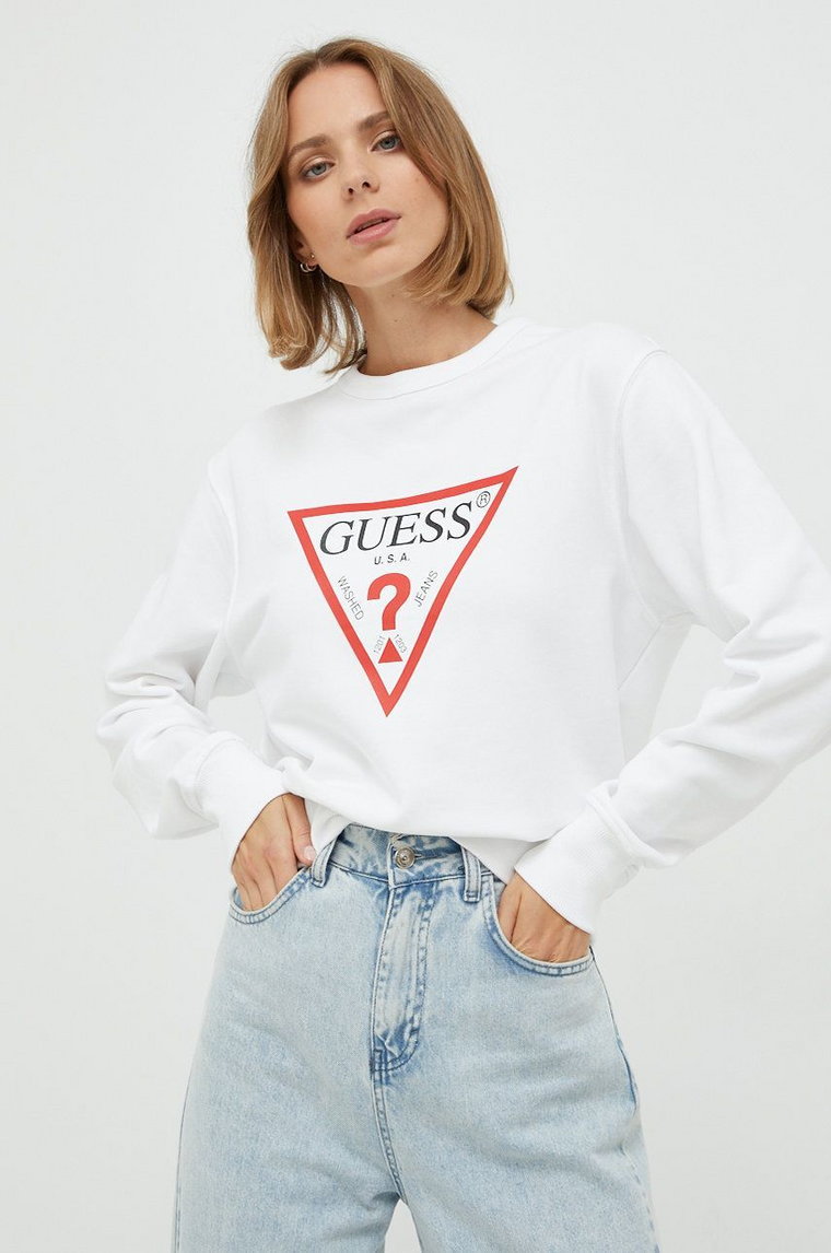 Guess bluza damska kolor biały z nadrukiem W2YQ16 KBA10