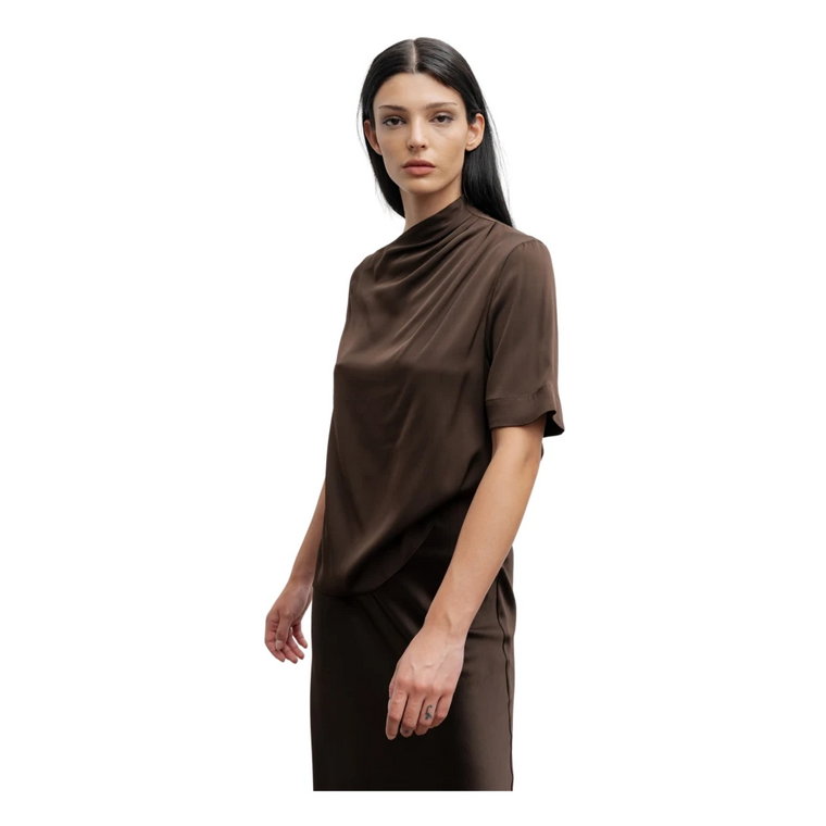 Lima silk tee dark brown Ahlvar Gallery