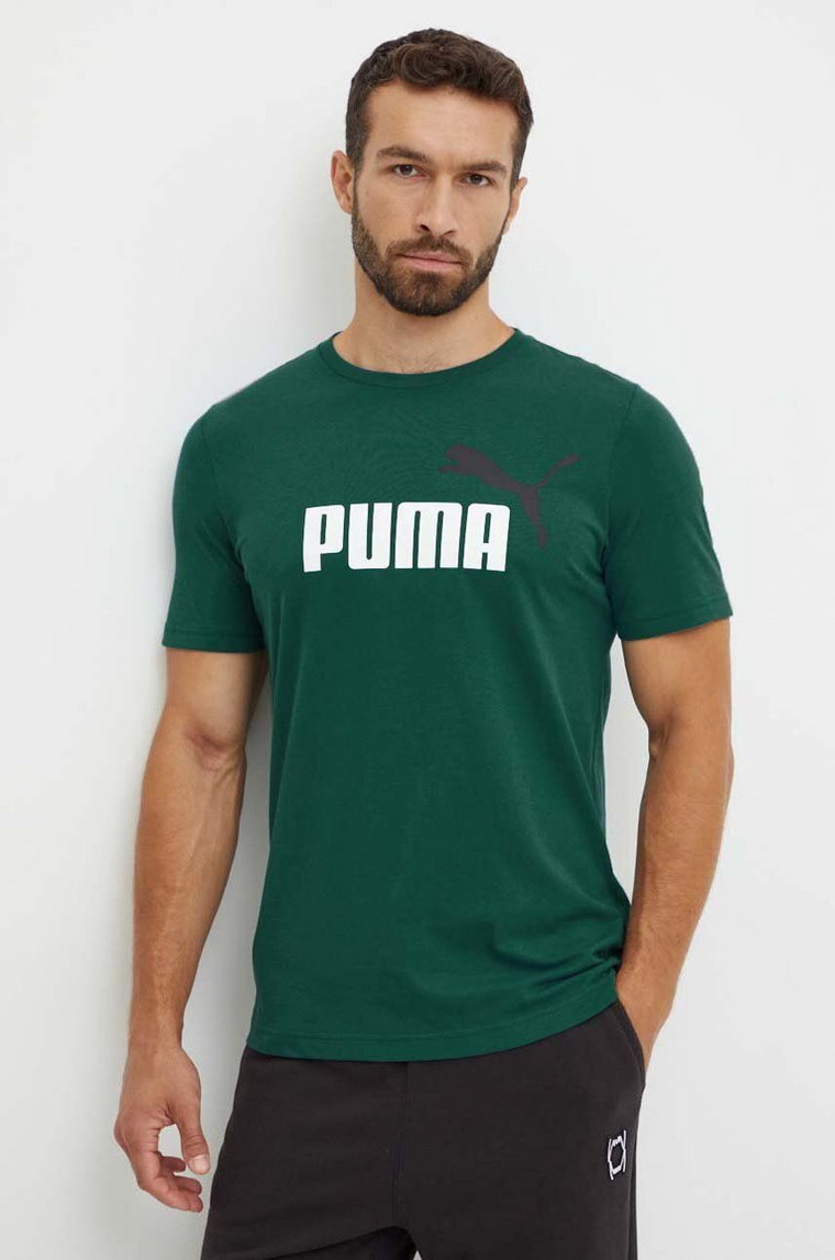 Puma t-shirt męski kolor zielony z nadrukiem