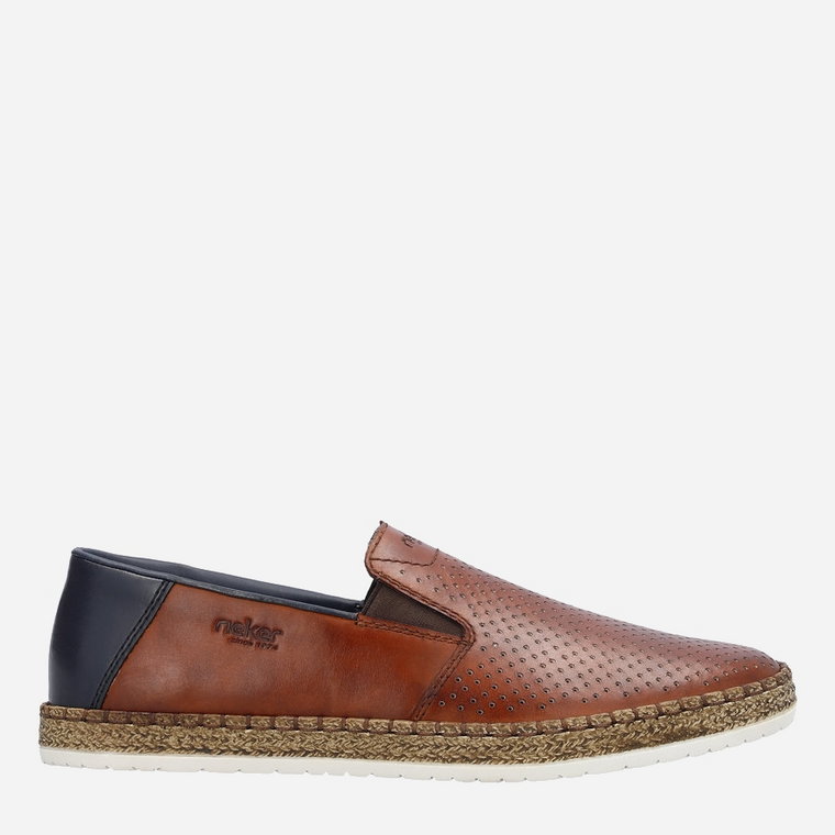 Espadryle męskie RIEKER B5279-24 41 26.7 cm Brązowe (4061811389940). Buty slip-on męskie