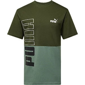 Zielony tshirt męski puma colorblock tee - Męskie - Kolor: Zielone - Rozmiar: M