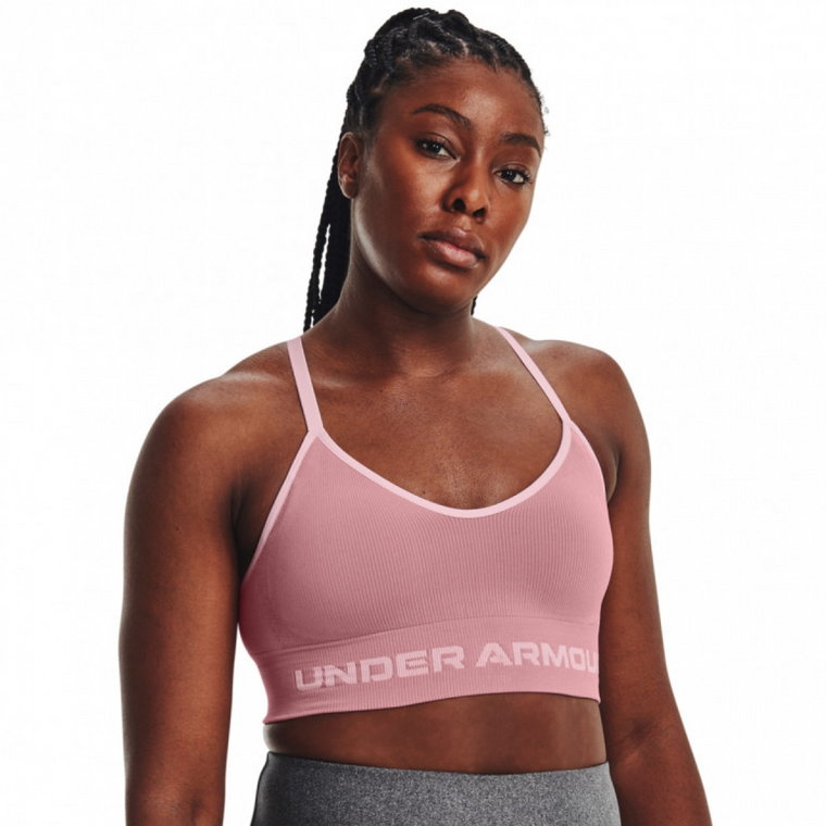 Biustonosz treningowy Under Armour UA Seamless Low Long Rib - różowy