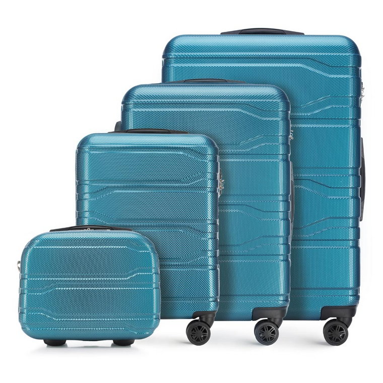 Komplet walizek z polikarbonu tłoczonych niebieski