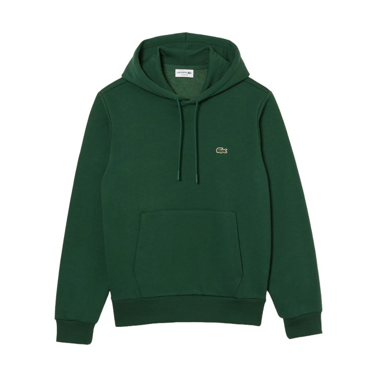 Nowoczesny Zielony Hoodie dla Mężczyzn Lacoste