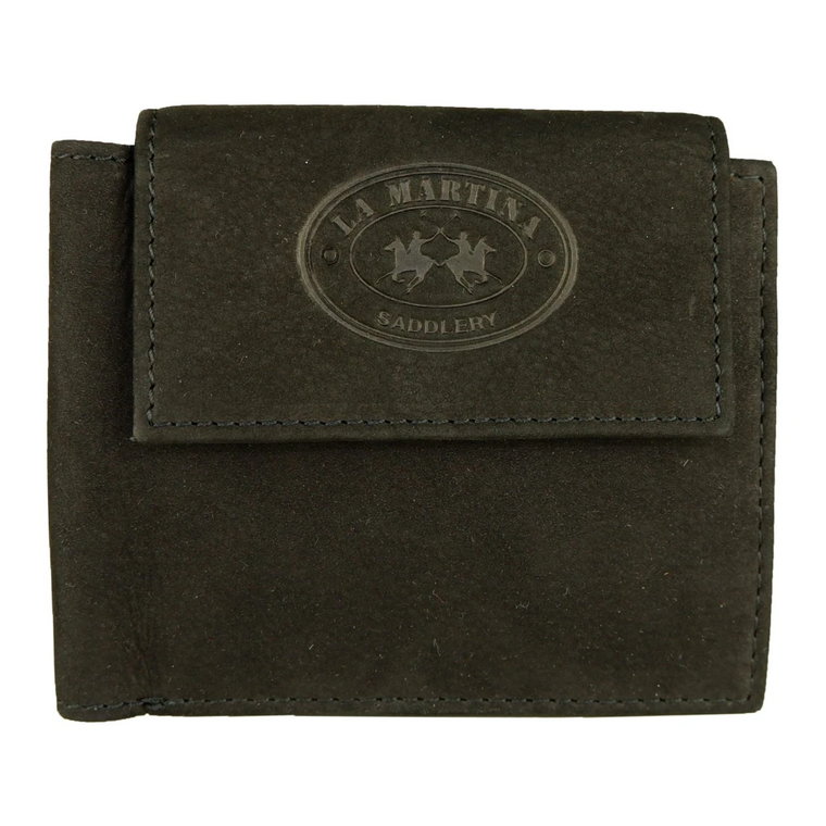 Czarna skórzana portmonetka z logo marki La Martina