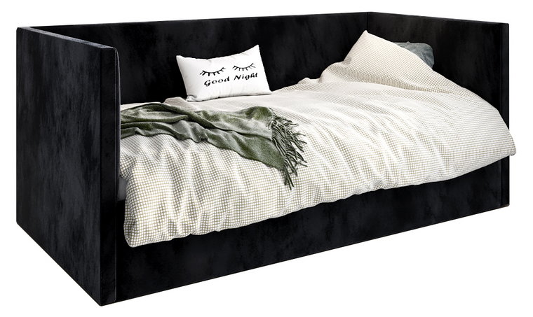 Czarne tapicerowane łóżko z oparciem Somma 5X - 3 rozmiary