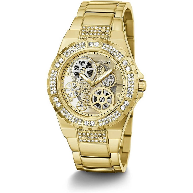 Luksusowy zegarek kwarcowy z złotym paskiem Guess