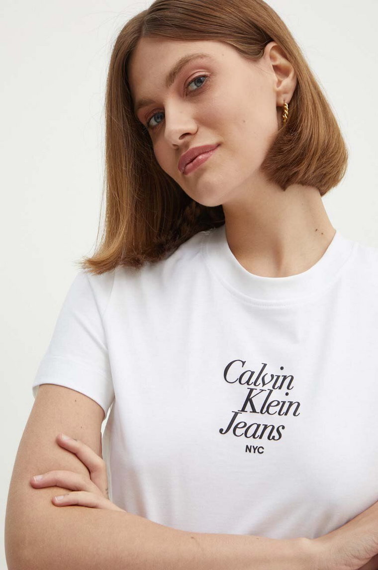 Calvin Klein Jeans t-shirt bawełniany damski kolor biały J20J224890