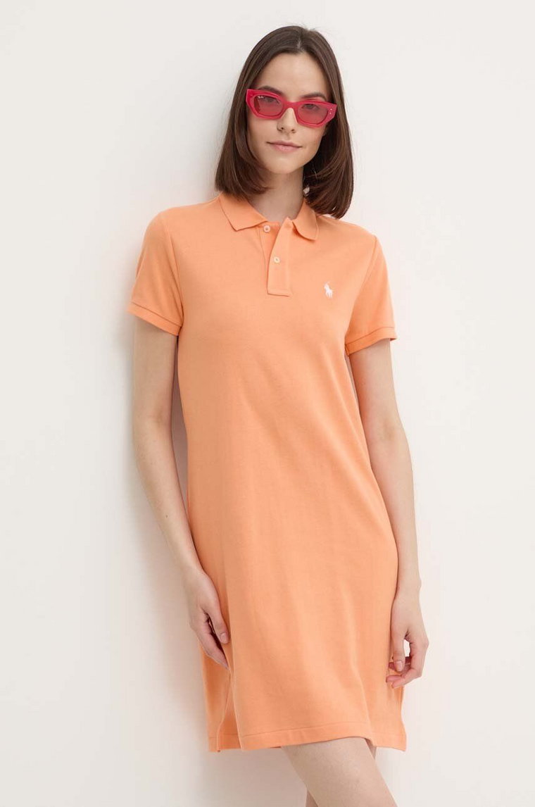 Polo Ralph Lauren sukienka bawełniana kolor pomarańczowy mini prosta 211799490016
