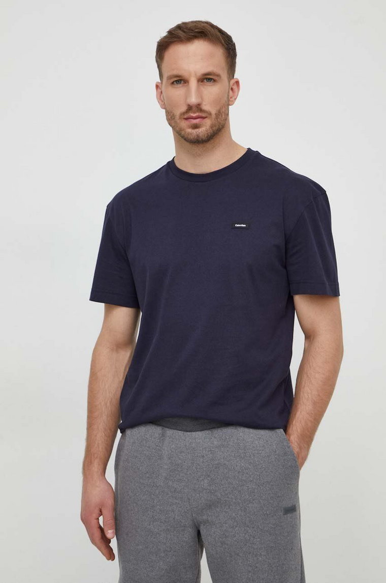 Calvin Klein t-shirt bawełniany męski kolor granatowy gładki