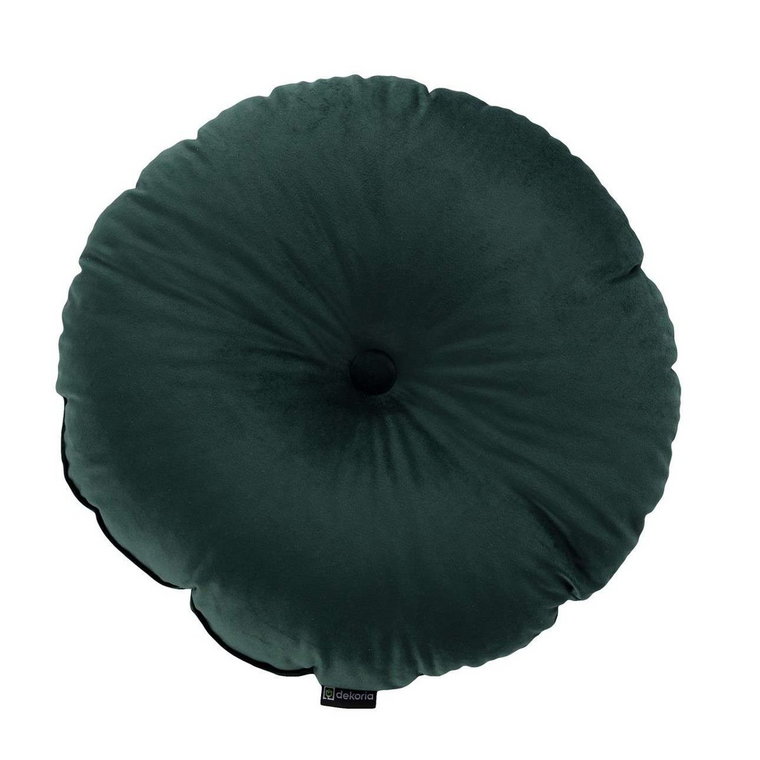 Poduszka okrągła Velvet z guzikiem, ciemny zielony, 37 cm, Velvet