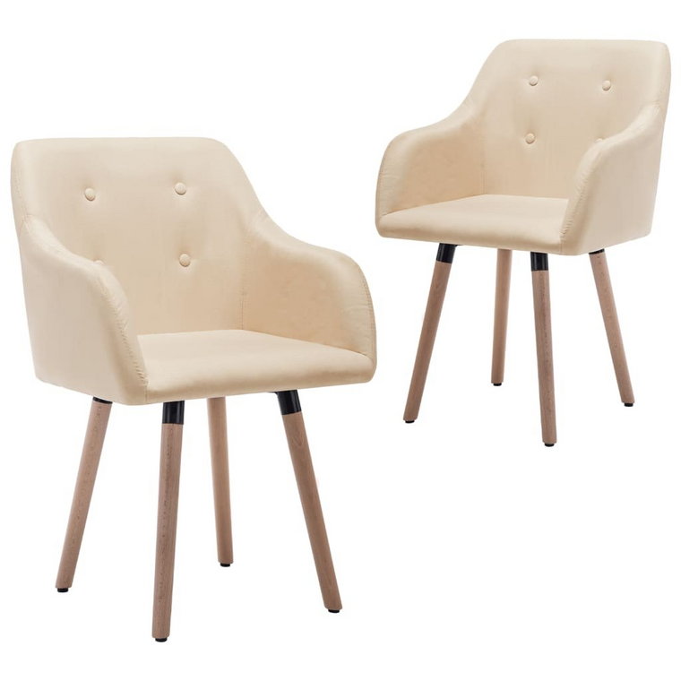 vidaXL Krzesła stołowe, 2 szt., kremowe, tapicerowane tkaniną