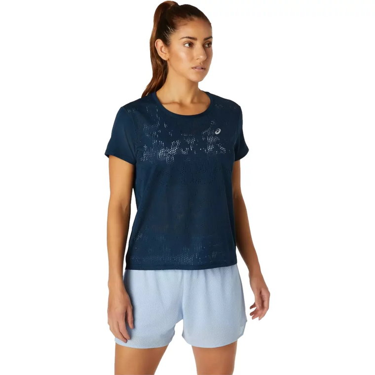 Asics Ventilate SS Top 2012C033-401, Damskie, Granatowe, t-shirty, poliester, rozmiar: XS