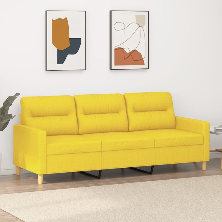 vidaXL Sofa 3-osobowa, jasnożółta, 180 cm, tapicerowana tkaniną