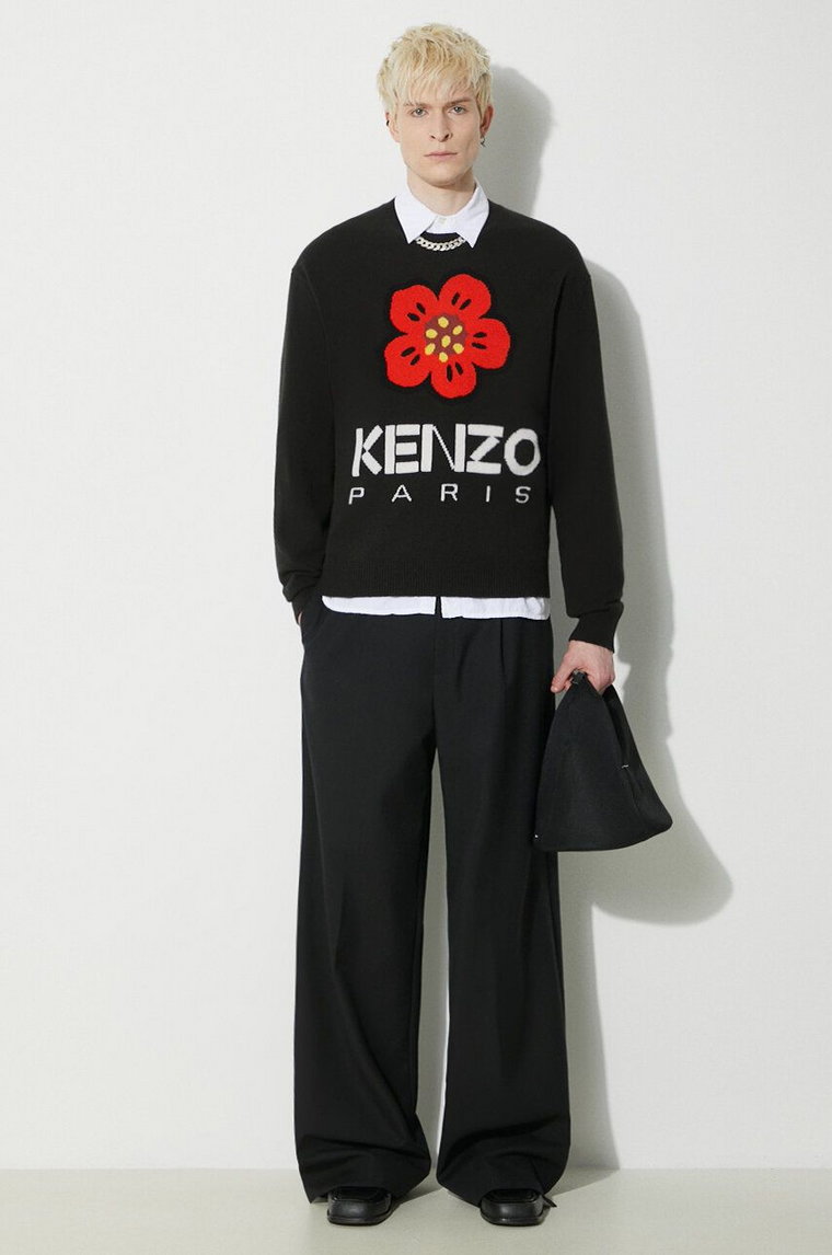 Kenzo sweter wełniany Boke Flower Jumper męski kolor czarny  FD65PU4273LD.99J