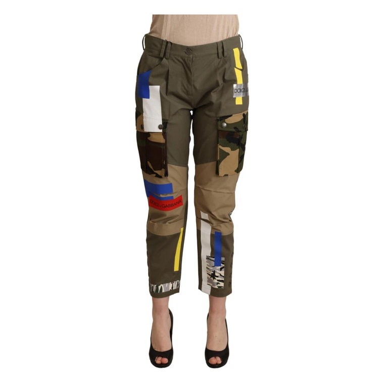 Zielone Wojskowe Spodnie Cargo z Bawełny Dolce & Gabbana